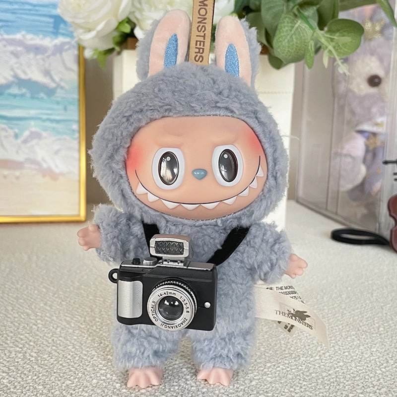 labubu exciting macaron 17cm doll camera