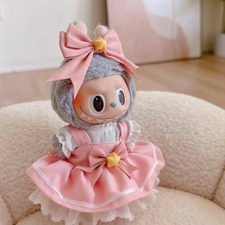 labubu exciting macaron 17cm doll dresses
