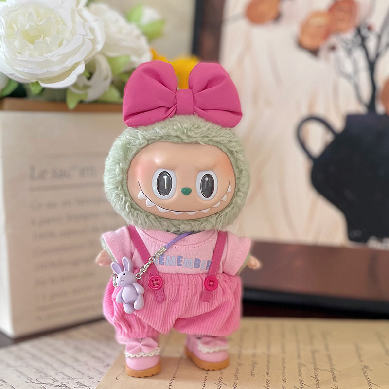 labubu exciting macaron 17cm doll overalls outfit