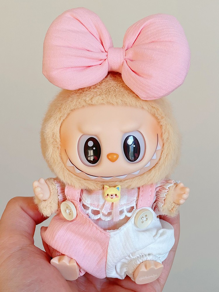 labubu exciting macaron 17cm doll overalls outfit