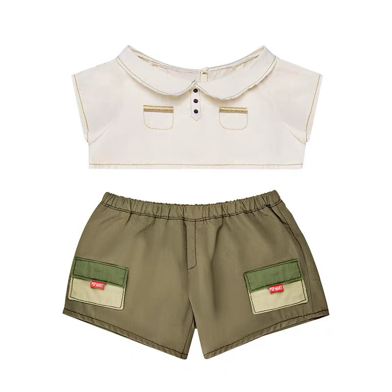 pop mart official - labubu clothing set hawaiian style workwear