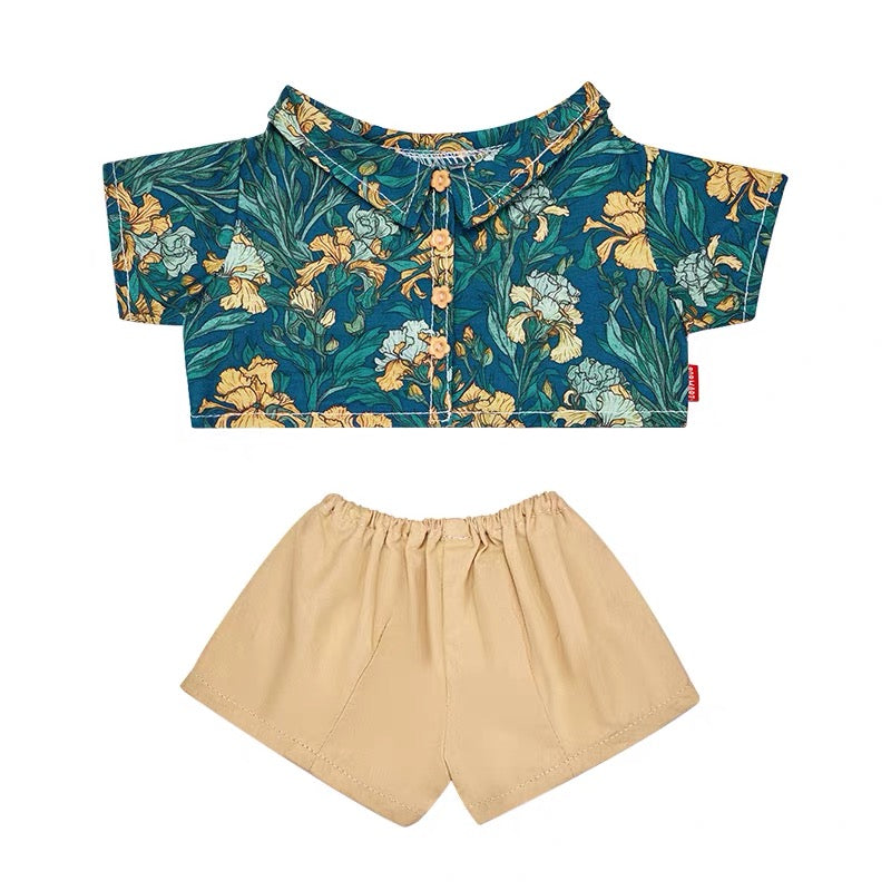 pop mart official - labubu clothing set hawaiian style workwear