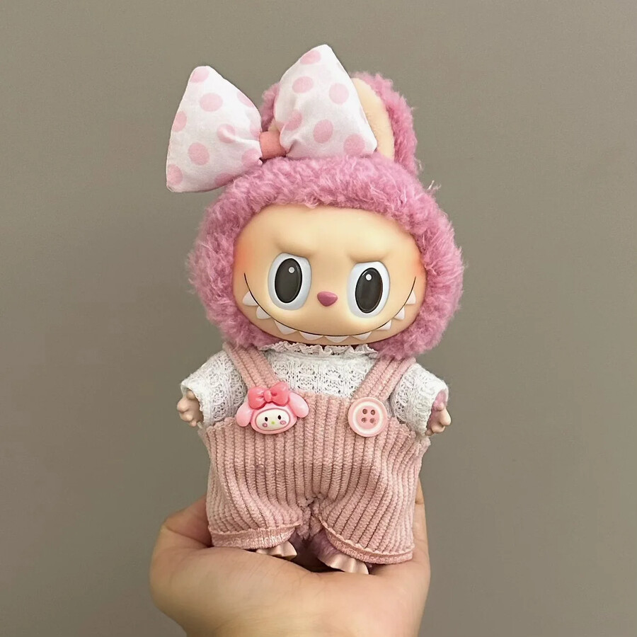 pink labubu overalls with my melody