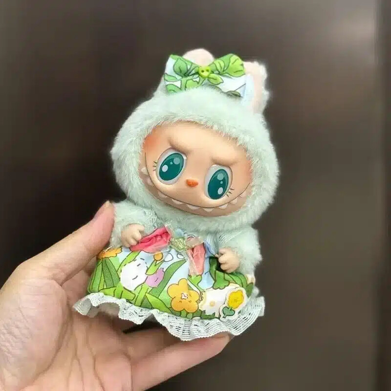 cute labubu green dress