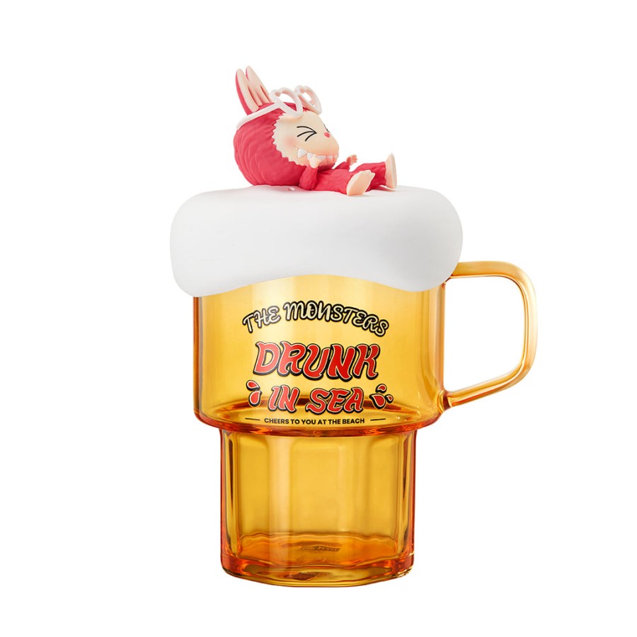 pop mart os monstros labubu drunk in sea series glass cup