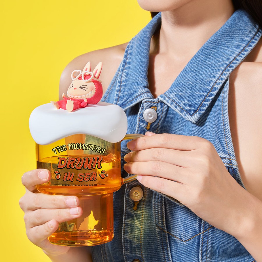 pop mart os monstros labubu drunk in sea series glass cup