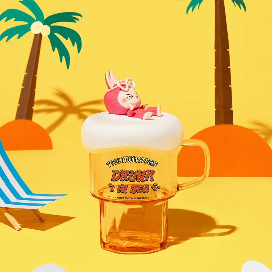 pop mart os monstros labubu drunk in sea series glass cup