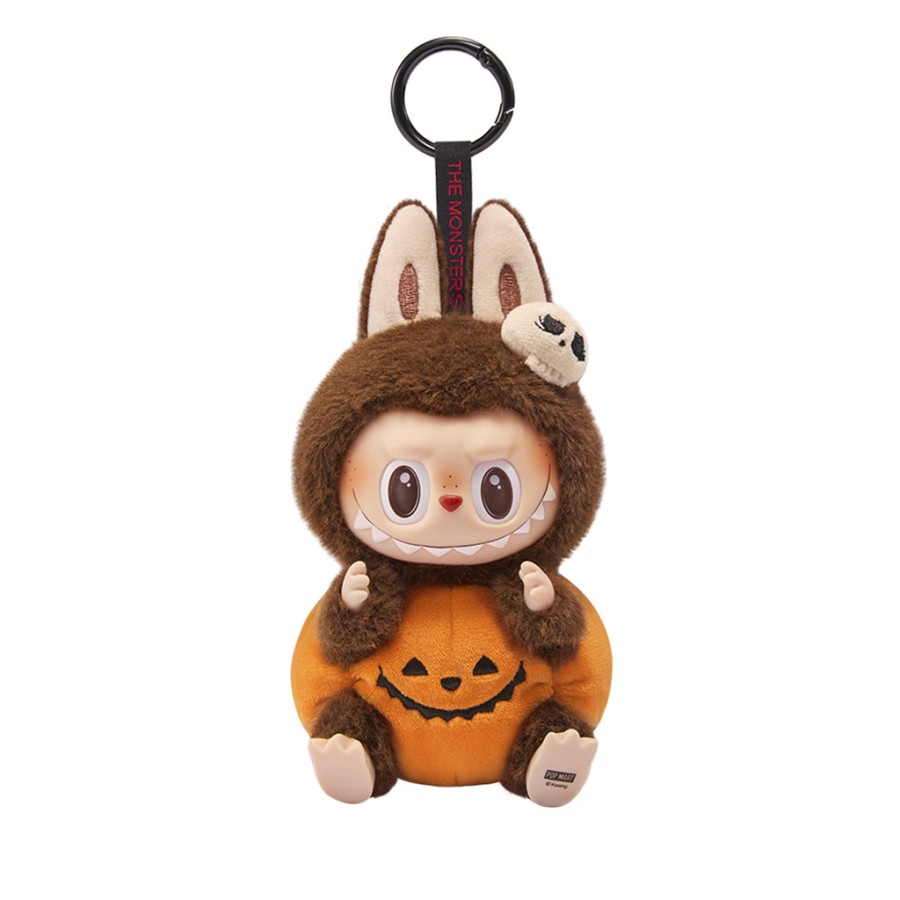 pop mart the monsters labubu happy halloween party series - sitting pumpkin vinyl plush pendant