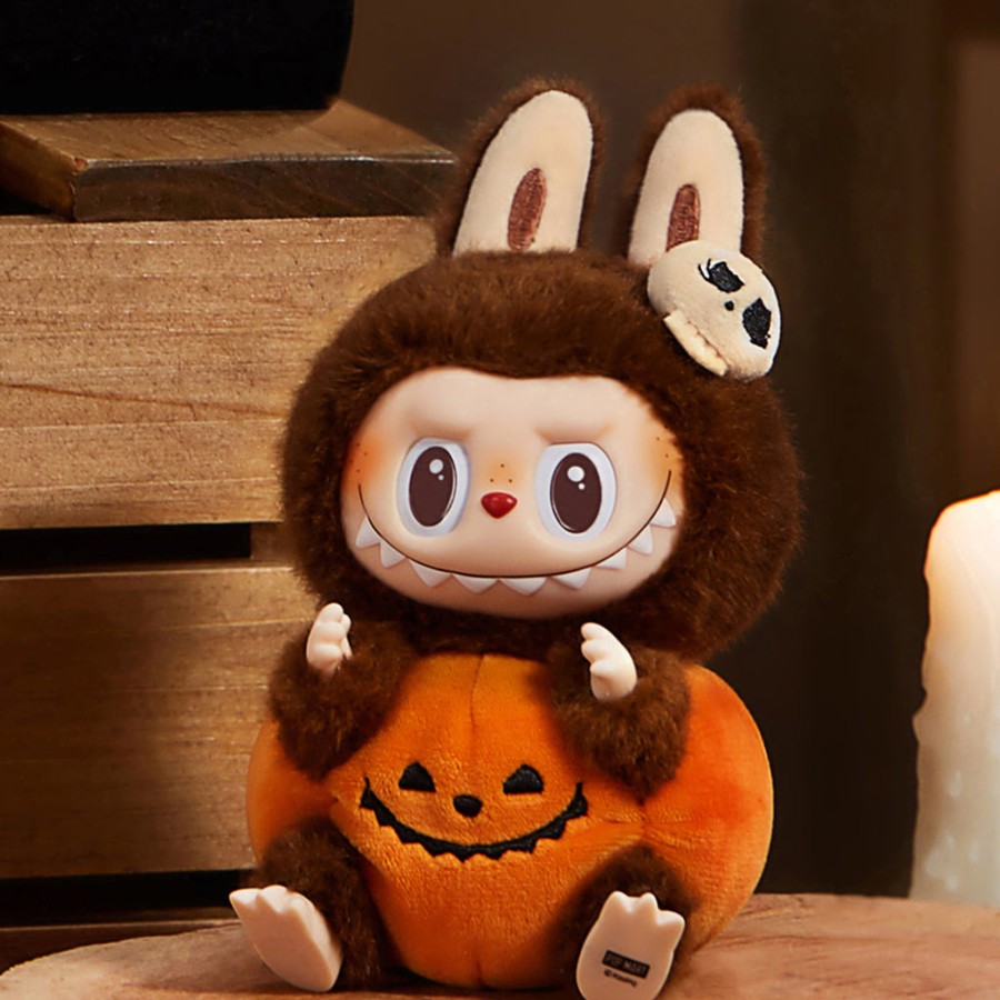 pop mart the monsters labubu happy halloween party series - sitting pumpkin vinyl plush pendant