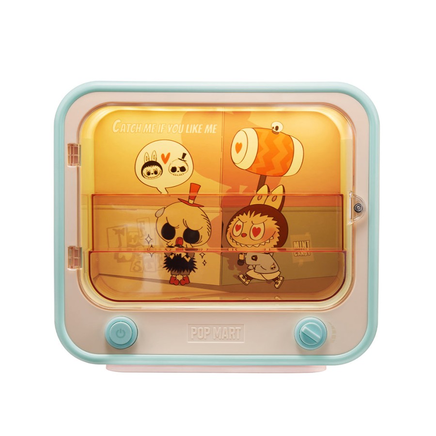 pop mart tv set luminous display box container - the monsters catch me if you like me