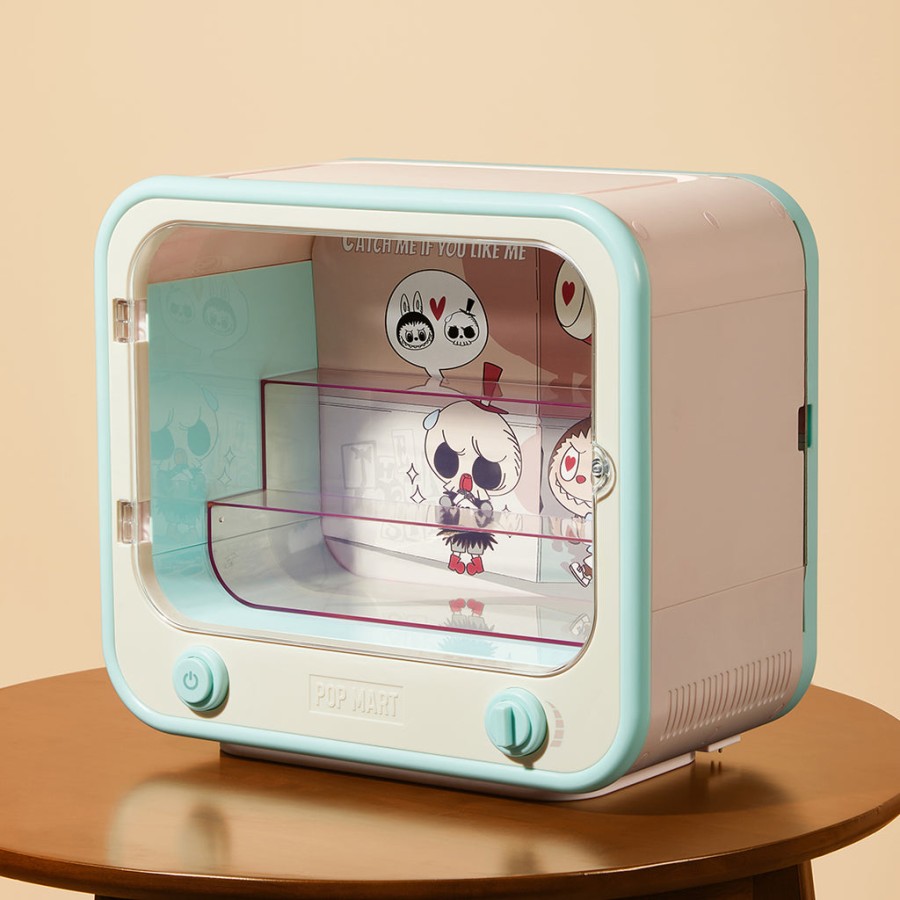 pop mart tv set luminous display box container - the monsters catch me if you like me